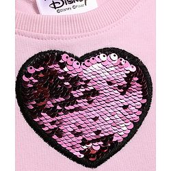 Pine Kids Disney Terry Knit Half Drop Shoulder Sleeves Oversized T-Shirt with Stitch Graphic & Reversible Sequins Detailing - Pink