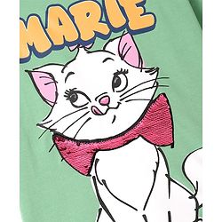 Pine Kids Disney Terry Knit Half Sleeves Oversize Drop Shoulder T-Shirt With Aristocats Marie Graphics And Sequins Detailing - Mint