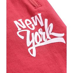 Pine Kids Knit Full Length Lounge Pant With New York Print - Red