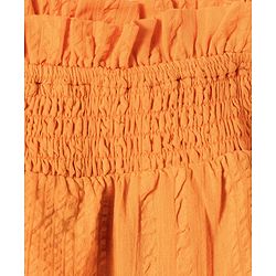 Pine Kids Cotton Woven Singlet Textured Top with Smock Detailing - Orange