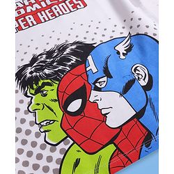 Pine Kids Marvel Terry Knit Half Drop Shoulder Sleeves Oversized T-Shirt with Avengers Graphics & Badge Detailing - White