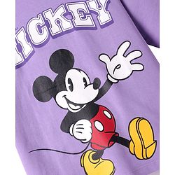 Pine Kids Disney Terry Knit Half Drop Shoulder Sleeves Oversized T-Shirt with Mickey Mouse Graphics - Lavender