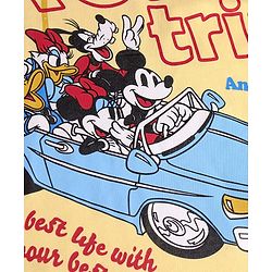 Pine Kids Disney Terry Knit Half Sleeves Oversize And Drop Shoulder T-Shirt With Front And Back Mickey Mouse Graphics - Yellow