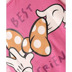 Pine Kids Disney Terry Knit Half Sleeves Oversized And Drop Shoulder T-Shirt With Front And Back Minnie Mouse Graphics And Foil Detailing - Pink
