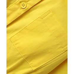 Pine Kids Cotton Woven Half Sleeves Solid Shirt Style Frock - Golden