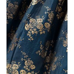 Pine Kids Woven Half Sleeves Floral Printed Choli Lehenga Set with Dupatta & Sequin Detailing - Teal Blue