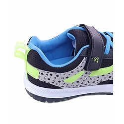 Pine Kids Velcro Closure Printed Sports Shoes - Black & Grey