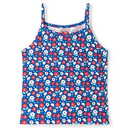 Pine Kids Cotton Elastane Knit Singlet Sleeves Slips with Floral Print & Stripes Pack of 3 (Color May Vary)