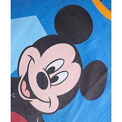 Pine Kids Disney Single Jersey Knit Half Drop Shoulder Sleeves Oversized T-Shirt with Mickey Mouse Graphics & Patch Detailing - Blue