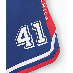 Pine Kids Marvel Terry Knit Knee Length Cut & Sew Shorts With Avengers Graphics & Badge Detailing - Blue