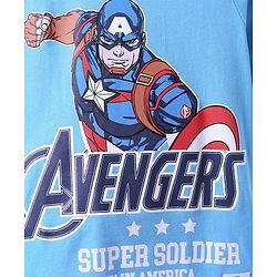 Pine Kids Marvel Single Jersey Knit Half Sleeves Oversized Drop Shoulder Raglan T-Shirt And Shorts With Avengers Captain America Graphics - Blue