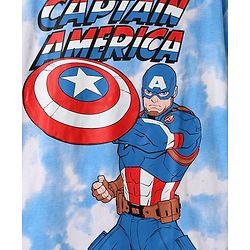 Pine Kids Marvel 100% Cotton Knit Drop Shoulder Half Sleeves T-Shirt And Shorts With Captain America Graphics - Blue