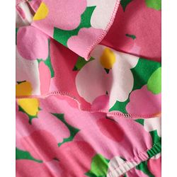 Pine Kids Cotton Knit Sleeveless Top with Floral Print & Frill Detailing - Pink