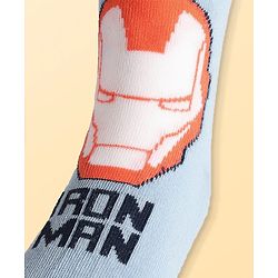 Pine Kids Marvel Knit Antibacterial Socks With Stripes & Avengers Graphics Pack Of 3 - Orange Light Blue & Grey