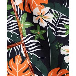 Pine Active Full Length Super Stretch Leggings with Floral Print - Black & Dark Green