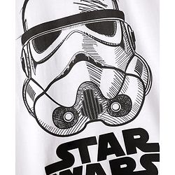 Pine Kids Lucas Single Jersey Knit Half Drop Shoulder Sleeves Oversized T-Shirt & Lounge Pant Set With Star Wars Graphics - White & Black