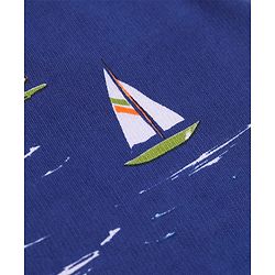 Pine Kids Looper Knit Above Knee Length Shorts with Nautical Theme Print - Blue