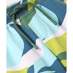 Pine Kids Looper Knit Above Knee Length Shorts with Tropical Theme Print - Limegreen