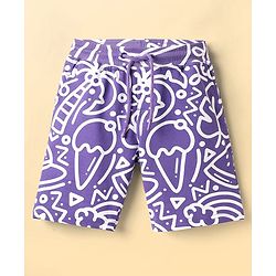 Pine Kids Looper Above Knee Length Shorts With Abstract Print - Violet