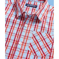 Pine Kids Cotton Woven Half Sleeves Checks Shirt With T Shirt - Multicolour