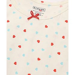 Pine Kids Cotton Lycra Knit Sleeveless Heart Printed & Solid Coloured Vests Pack Of 3 - Light Blue Red & White
