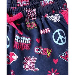 Pine Kids Looper Knit Mid Thigh Length Shorts with Text Print - Navy Blue