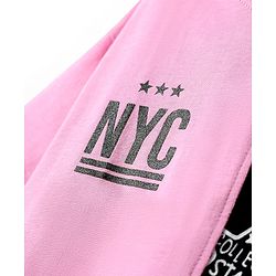 Pine Kids Cotton Knit Half Drop Shoulder Sleeves Cut & Sew T-Shirt with Star Print - Pink