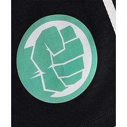 Pine Kids Marvel Terry Knit Knee Length Shorts with Hulk Graphics & Tape Detailing - Black