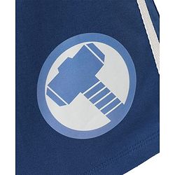 Pine Kids Marvel Terry Knit Knee Length Shorts with Thor Graphics & Tape Detailing - Navy Blue