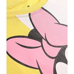 Pine Kids Disney Single Jersey Knit Oversize Drop Shoulder Half Sleeves T-Shirt with Front and Back Minnie Mouse Graphics - Yellow