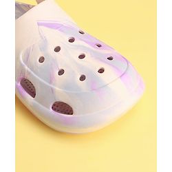 Pine Kids Backstrap Closure Marble Printed Clogs - Purple