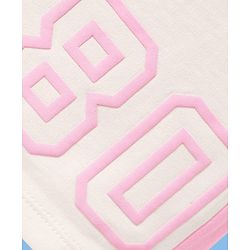 Pine Kids Looper Knit Mid Thigh Shorts With Number Print - White & Pink