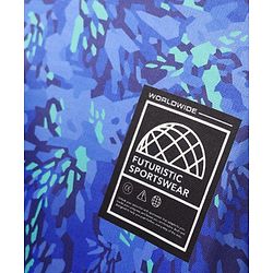 Pine Active Knit Half Sleeves Drop Shoulder T-Shirt with Abstract Print - Blue