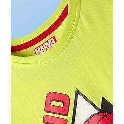 Pine Kids Marvel Single Jersey Knit Half Sleeves Shorts Night Suit with Spider-Man Graphics - Neon Green
