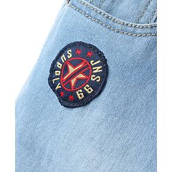 Pine Kids Cotton Woven Knee Length Shorts With Patch - Light Blue