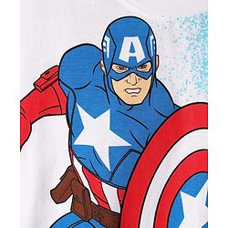 Pine Kids Marvel Single Jersey Knit Half Drop Shoulder Sleeves T-Shirt with Captain America Graphics & Pocket Detailing - White