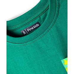 Pine Kids Single Jersey Knit Half Sleeves Shorts Night Suit With Abstract Print - Green