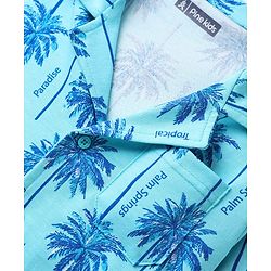 Pine Kids Single Jersey Knit Full Sleeves Co-ords Night suit With Tropical Theme Print - Light Blue