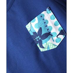 Pine Kids Single Jersey Knit Half Sleeves Night Suit with Floral Print - Navy Blue