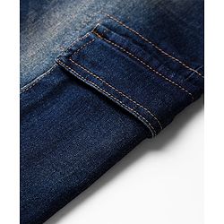 Pine Kids Denim Woven Full Length Washed Jeans With Pocket - Navy Blue