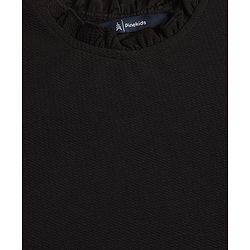 Pine Kids Woven Full Sleeves Top With Floral Patches - Black