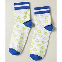 Pine Kids Knit Ankle Length Silvadur Antimicrobial Socks with Heart & Text Design Pack of 3 - Plum & White