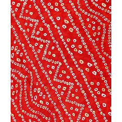 Pine Kids Woven Mandarin Collar Full Sleeves Kurta Pyjama Set With Bandhani Print - Red