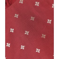 Pine Kids Woven Half Sleeves Choli Lehenga & Dupatta Set With Floral Print - Red