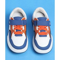 Pine Kids Velcro Closure Casual Shoes With Lace Detailing - Blue & White
