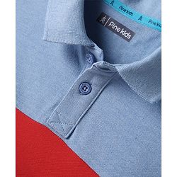 Pine Kids Cotton Knit Half Sleeves Cut & Sew Polo T-Shirt with Nautical Theme Print - Blue & White