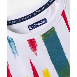 Pine Kids Cotton Knit Half Sleeves Printed T-Shirt - White