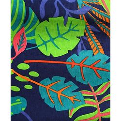 Pine Kids Cotton Knit Half Sleeves T-Shirt with Leaves Print - Navy Blue