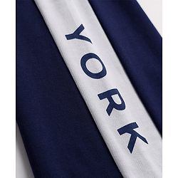 Pine Kids Knit Full Length Lounge Pant With New York Print - Navy Blue