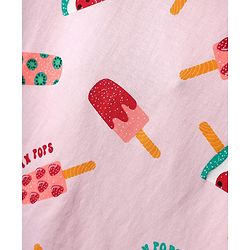 Pine Kids Single Jersey Knit Half Sleeves Shorts Co-Ord Night Suit With Fruit Print - Pink